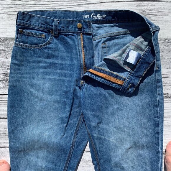 Carhartt Relaxed Straight Leg Blue Denim Jeans - Picture 3 of 10